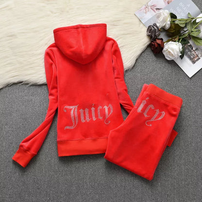 maoxiangshop 1:1 Top Quality Original Juicy Corture Tracksuit Woman Velvet Crop Female Suits Sweatshirt and Pants Set Sportswear Hoodies Suit