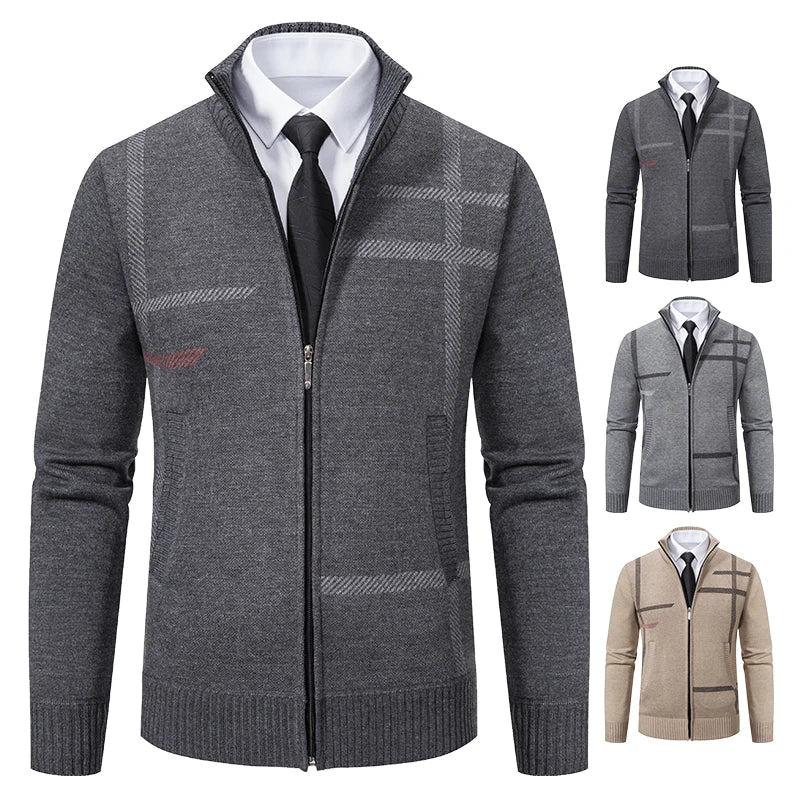 maoxiangshop New Spring and Autumn Cardigan Men's Knitwear Trend Stand-up Shirt Casual Coat Men's Wear
