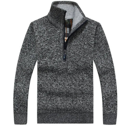 maoxiangshop MEN WINTER OUTFIT Men's Fleece Thicker Sweater Half Zipper Turtleneck Warm Pullover High Quality Male Slim Knitted Wool Sweaters For Spring