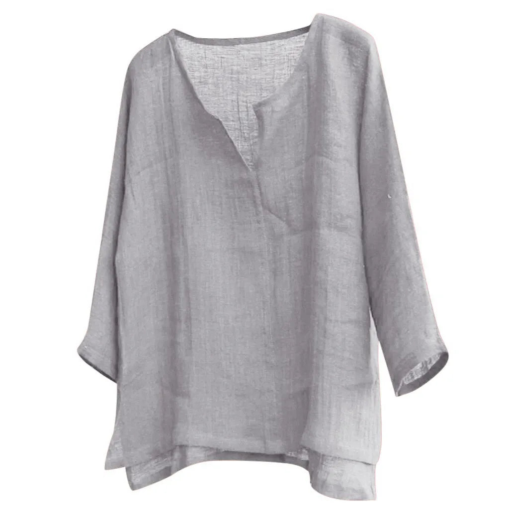 maoxiangshop New Men's Summer Spring Long Sleeve Loose Shirt Solid Color Casual Long Sleeve Cool Shirt Vn-eck Tops Size S-5XL