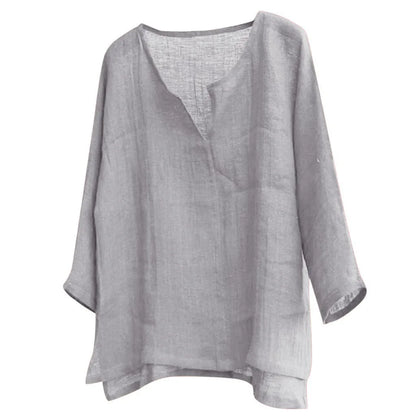 maoxiangshop New Men's Summer Spring Long Sleeve Loose Shirt Solid Color Casual Long Sleeve Cool Shirt Vn-eck Tops Size S-5XL