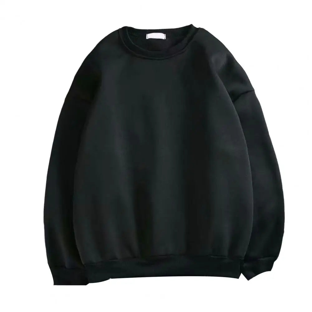 maoxiangshop Harajuku Sweatshirts Men's Autumn Korean Solid Color Fleece Oversized Pullovers Casual O Neck Basic Tops Hip Hop Streetwear