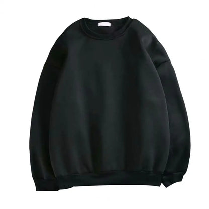 maoxiangshop Harajuku Sweatshirts Men's Autumn Korean Solid Color Fleece Oversized Pullovers Casual O Neck Basic Tops Hip Hop Streetwear