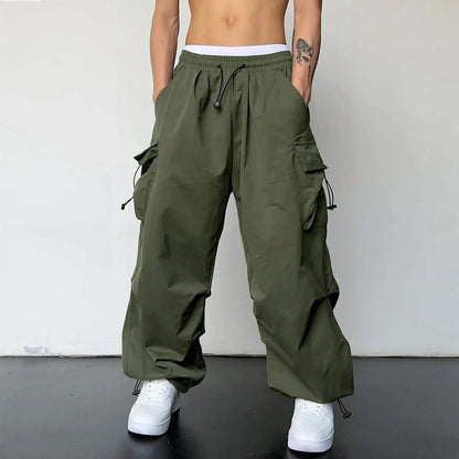 maoxiangshop Streetwear Spring Summer Cargo Pants Men Multi-pocket Harajuku Fashion Casual Men's Jogger Pants Wide Leg Loose Hip Pop Pants