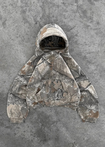 maoxiangshop Y2k Aesthetic Streetwear Hoodies Women American Retro Camo Print Grunge Punk Hip Hop Zipper Hooded Sweatshirt Chic