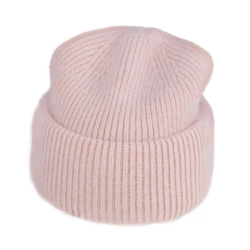 maoxiangshop Winter Hat Real Rabbit Fur Winter Hats For Women Fashion Warm Beanie Hats Women Solid Adult Cover Head Cap