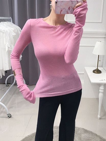 maoxiangshop Sexy Shirt Women T-Shirt Long Sleeve Korean Style Slim Basic Elasticity Tshirt Top Womens Clothing T Shirt Femme