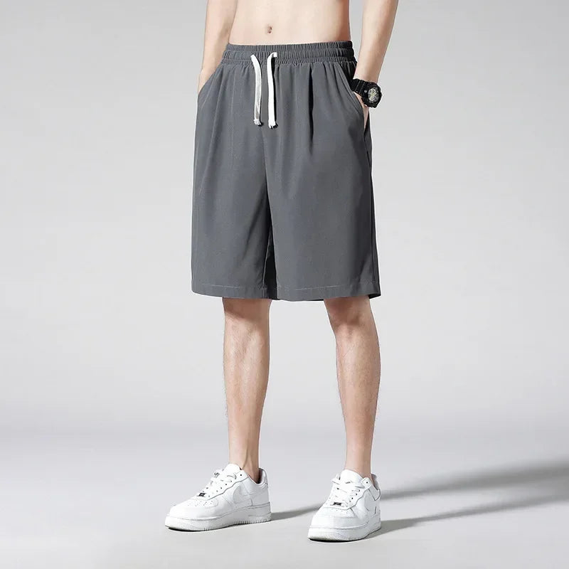 maoxiangshop Spring Summer Split Pants for Men's Slim Outdoor Sports Running Loose Oversized Outerwear Shorts with Ice Silk Sports Shorts