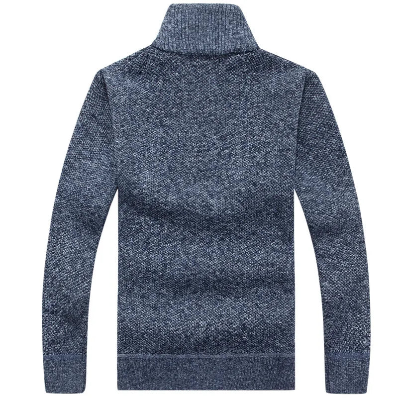 maoxiangshop MEN WINTER OUTFIT Men's Fleece Thicker Sweater Half Zipper Turtleneck Warm Pullover High Quality Male Slim Knitted Wool Sweaters For Spring