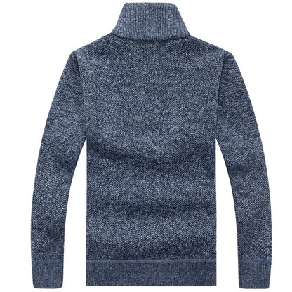 maoxiangshop MEN WINTER OUTFIT Men's Fleece Thicker Sweater Half Zipper Turtleneck Warm Pullover High Quality Male Slim Knitted Wool Sweaters For Spring
