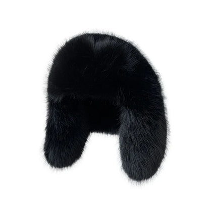 maoxiangshop  -  2024 Winter Women Fluffy Furry Faux Fox Fur Bomber Hats Flaps Luxury Vintage Y2k Girls Warm Earflap Snow Ski Hat Caps Russian