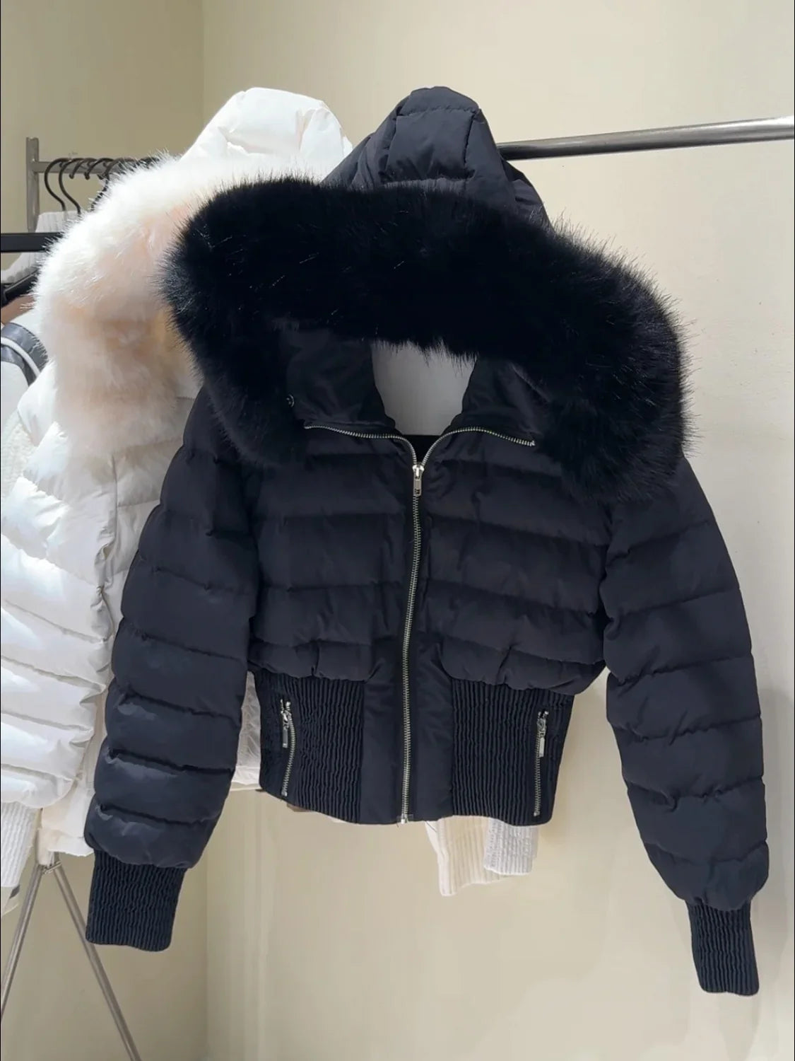 maoxiangshop  -  Winter Clothes Women Short Parkas Solid Fur Hooded Puffer Jacket Fashion Parkas Thicken Warm Female Cotton Padded Coat Outwear
