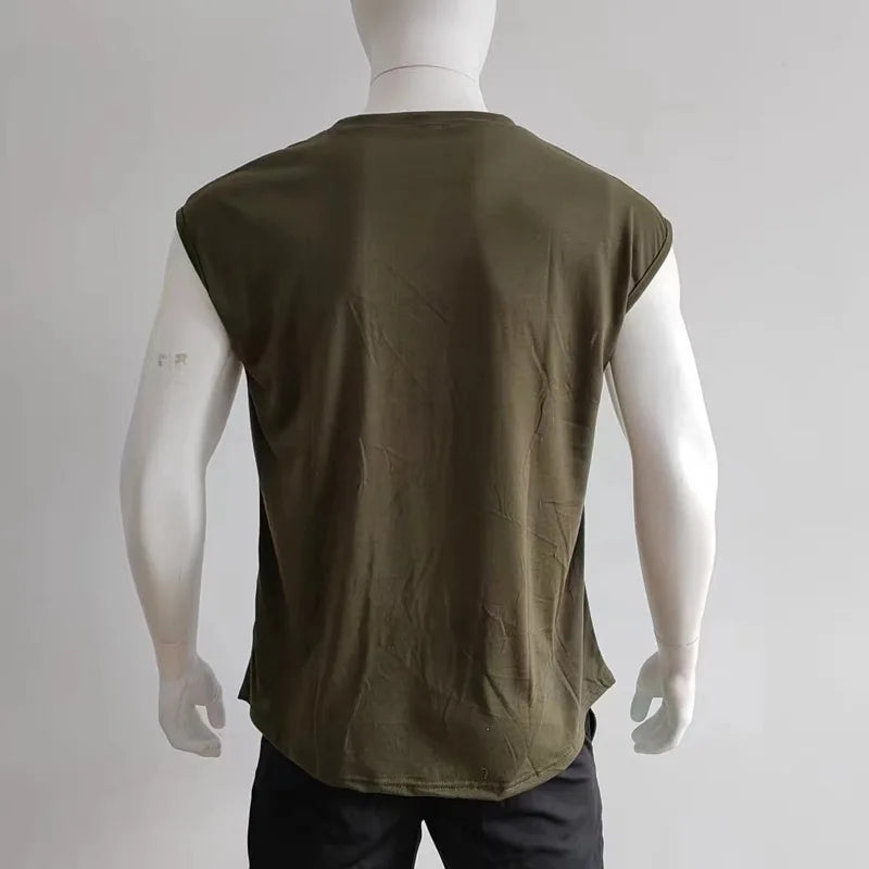 maoxiangshop Summer Men's Mesh Gym Vest Quick Dry Loose Fitness Exercise Wide shoulder Sports Sleeveless Shirt Bodybuilding Tank Top