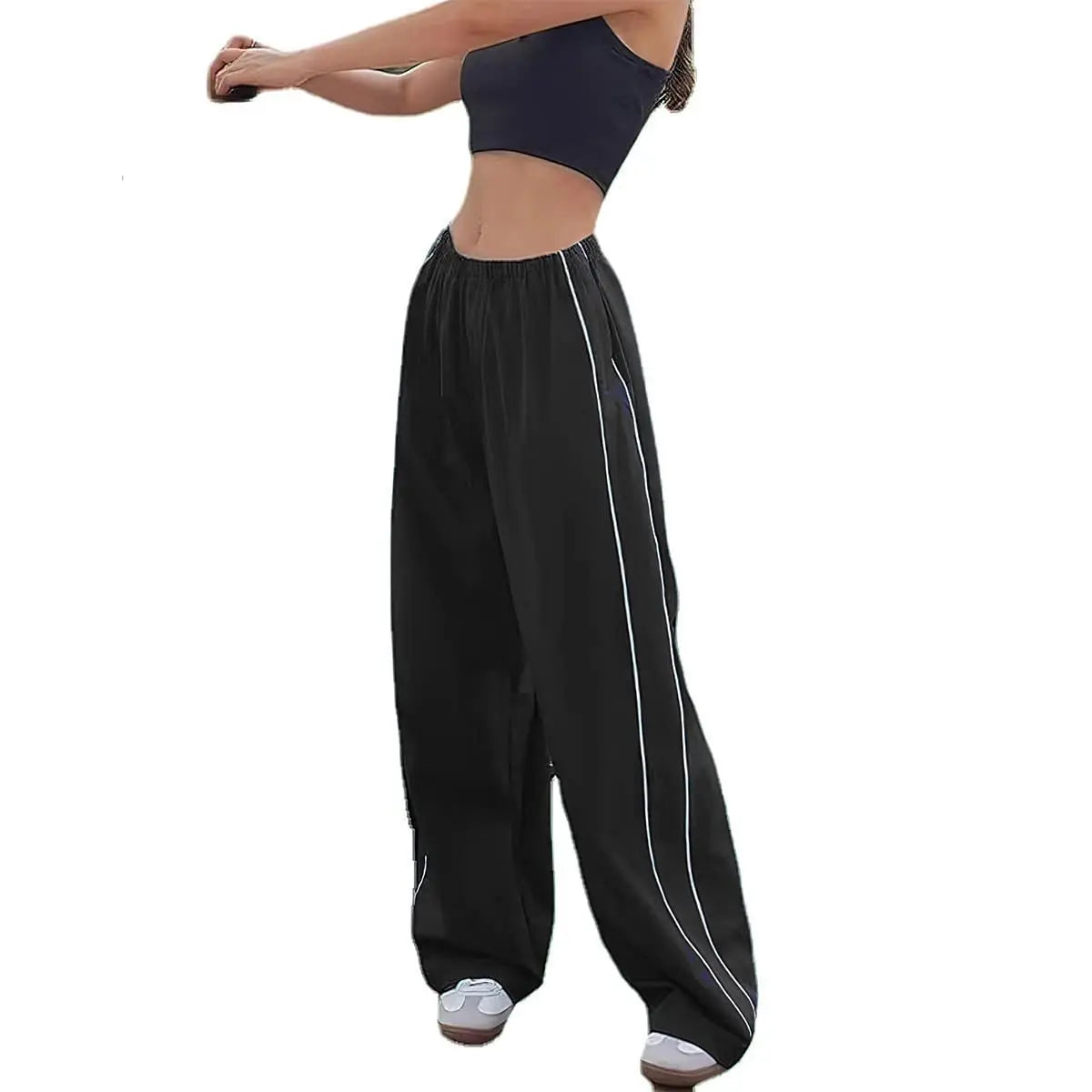 Y2K women vintage Baggy Cargo Pants for Women Drawstring Elastic Low Waist Parachute Pants Sweatpants Loose Hippie Pant Trousers