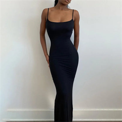 maoxiangshop-Women 2024 Y2K Summer Bodycon Elegant Sexy Dresses Satin Slip Sleeveless Backless Maxi Dress Ladies Birthday Party Club Sundress
