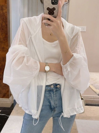 maoxiangshop Jackets Women Batwing Sleeve Soft Fashion Summer All-match Simple Solid Elegant Creativity Sun-proof Ladies Korean Style Retro