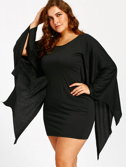 maoxiangshop Halloween new plus size women's bat shirt in a long dress women costume