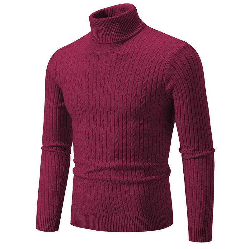maoxiangshop New Men's Turtleneck Sweater Casual Men's Knitted Sweater Warm Fitness Men Pullovers Tops