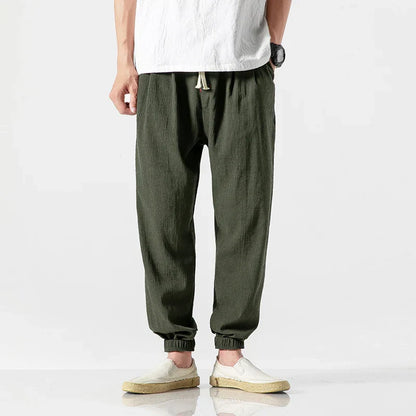 maoxiangshop Cotton Linen Casual Harem Pants Men Joggers Man Summer Trousers Male Chinese Style Baggy Pants Harajuku Clothe