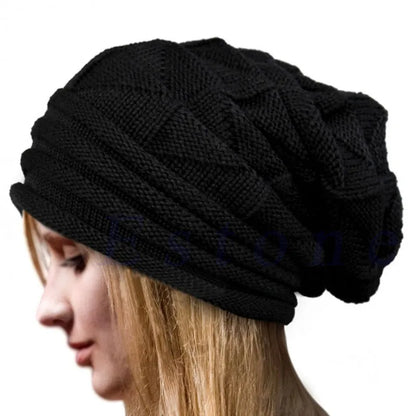 maoxiangshop Winter Knitted Beanies Hat for Women Baggy Slouchy Solid Wool Cap Fashion Outdoor Warm Bonnet Hoods Female Snow Ski Warmer Gorra