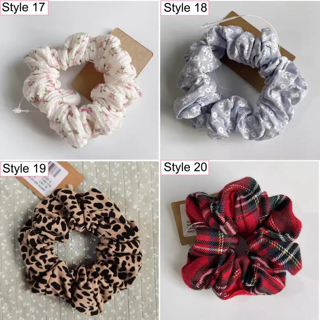 Floral Print Sweet Cute Scrunchie Woman Four Seasons Elastic Hair Rope Casual Scrunchies Style Can be Changed 4 Pcs/bag