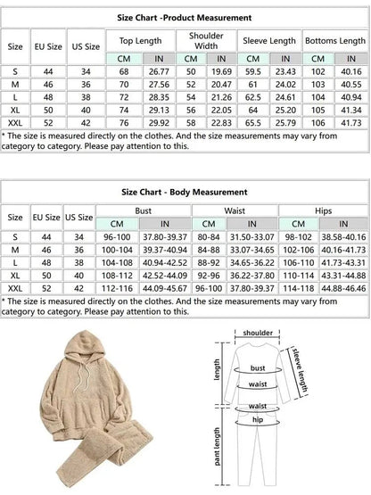 maoxiangshop Men's Hoodie Outfit Solid Fluffy Fleece Sweatshirts with Trouser Two Piece Set Fall Winter Streetwear Hooded Hoodie Suits