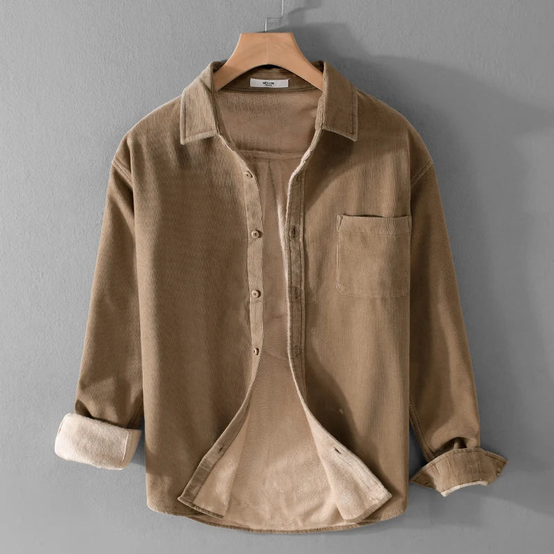 maoxiangshop Italy Quality Brand Shirts For Men Fashion Cotton Corduroy Warm Long-sleeve Thickened Plus Size Top Clothes Camisa