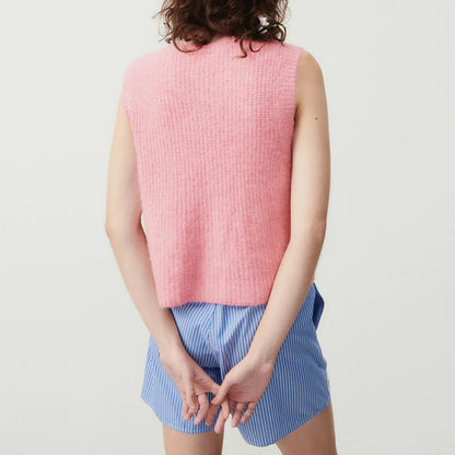 maoxiangshop  -  Women's Y2K Cute Knitted Tank Tops Casual Summer Solid Color Button-up Front Basic Sleeveless Aesthetic Sweater Vest