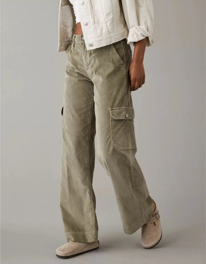 maoxiangshop  -  Autumn New Loose Straight Leg Pants for Women  Solid Corduroy Pants Women's Casual Pants