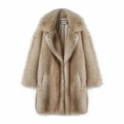maoxiangshop  -   Luxury Brand Fluffy Faux Fur Jacket Women 2024 Winter Long Thicken Warm Gradient Fox Fur Coat Streetwear Furry Overcoat