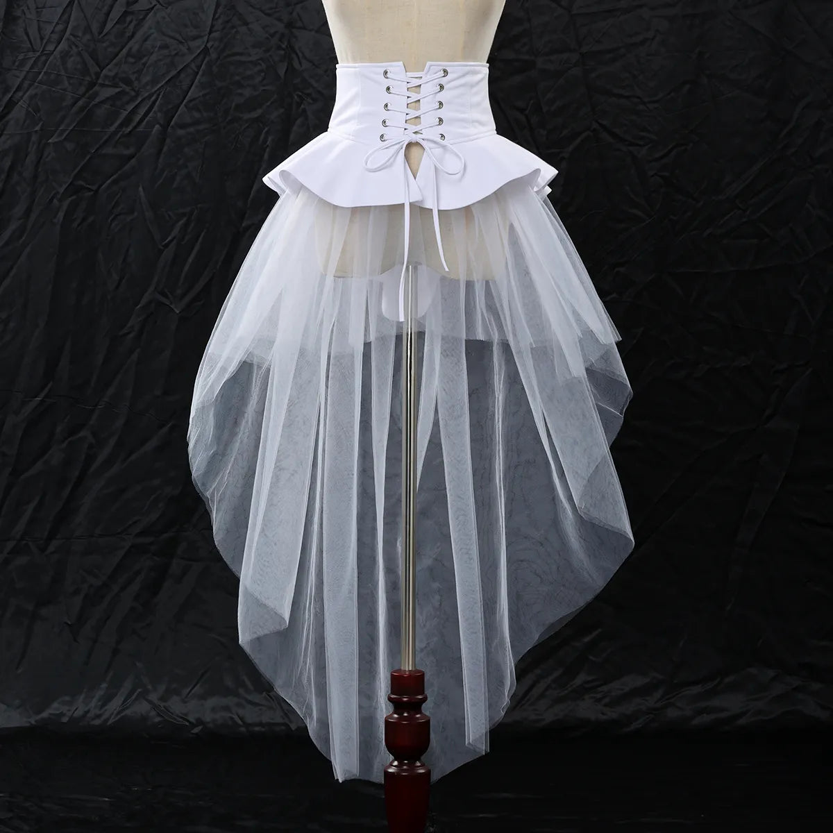 maoxiangshop Women Gothic Punk Corset Skirt Irregular Steampunk Cocktail Mermaid Tulle Belt Skirts