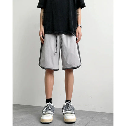 maoxiangshop Summer Thin Running Shorts for Men Casual Jogging Sport Short Pants Patchwork Drawstring Quick Dry Sports Shorts
