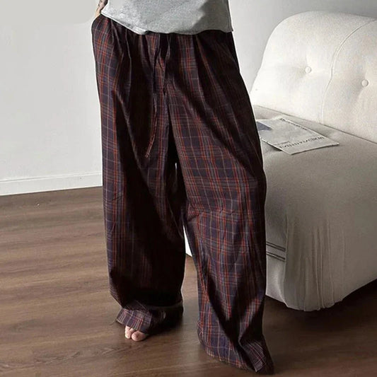 maoxiangshop Men Plaid Pants Elastic Waist Loose Joggers Casual Straight Trousers Men Streetwear 2024 Fashion Male Long Pants S-5XL