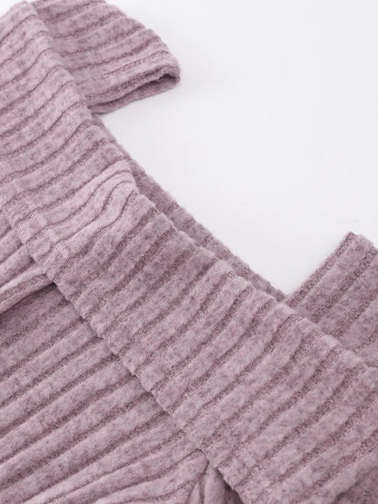 maoxiangshop-Off Shoulder Knit Pullover Women Chic Casual Slim Gentle Tops Female Spring New Square Neck Solid Long Sleeves Knitwears Lady