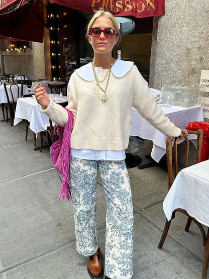 maoxiangshop -  Solid Round Neck Long Sleeved Sweater Women Loose Warm Knitwear Pullover Autumn Winter Fashion Female Street Jumper