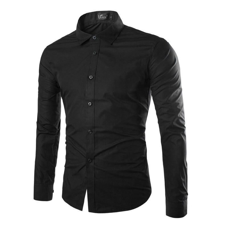 maoxiangshop Mens Casual Shirts Single Breasted Mens Slim Fit Dress Long Sleeve Shirts Soild Male Social Shirts Designer Chemise Homme