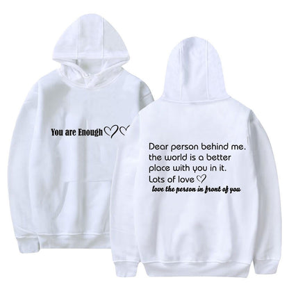 maoxiangshop 600g Cotton Top Quality Autumn Winter Fleece Long Sleeve Pullovers Dear Person Behind Me Hoodie Couple Family Love Romantic Gift