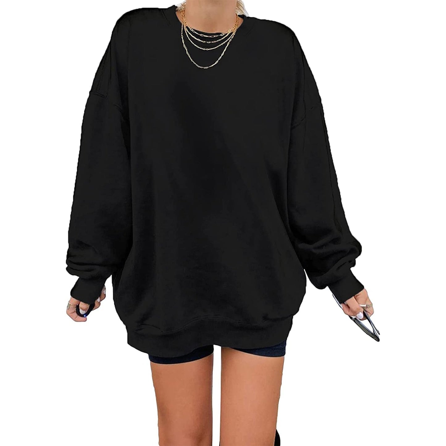 Combhasaki Women Y2K Grunge Loose Pullover Sweatshirts Letter Print Casual Thickened Long Sleeve Tops Autumn Hoodie Streetwear