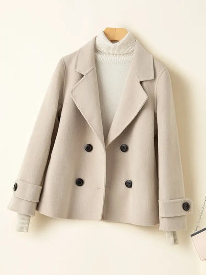 maoxiangshop New Autumn And Winter Pure Wool Double Sided Cashmere Coat Jacket High End Wool Fabric Coat Versatile Women's Top