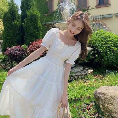 maoxiangshop Fashion Women Purple Elegantes Long Dress Cottage Core Vintage Women's Wear Aesthetic Summer Fairy Dress