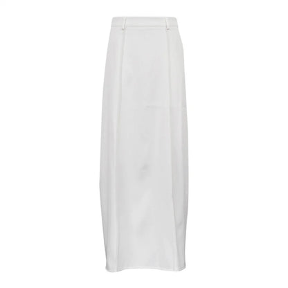maoxiangshop -  White Long Straight Maxi Skirt for Women Summer Autumn Elegant   High Waist Office Lady Simple Skirt with Pocket Streetwear