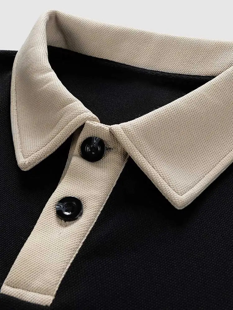 maoxiangshop Hoodie for Men Polo Collar Sweatshirt Colorblock Streetwear Pullover Unisex Fall Winter Jumper Old Money Aesthetic Sweats