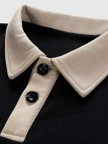 maoxiangshop Hoodie for Men Polo Collar Sweatshirt Colorblock Streetwear Pullover Unisex Fall Winter Jumper Old Money Aesthetic Sweats
