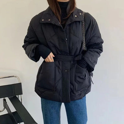 Women Winter Jacket Coats New Fall Fashion Black Padded Parkas Guangzhou Casual Warm Korean Style Overcoat Clothing Female