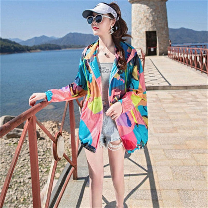 maoxiangshop Female Summer New Camouflage Thin Sun Protection Clothing Women Short Anti-Ultraviolet Korean Sun Protection Clothing