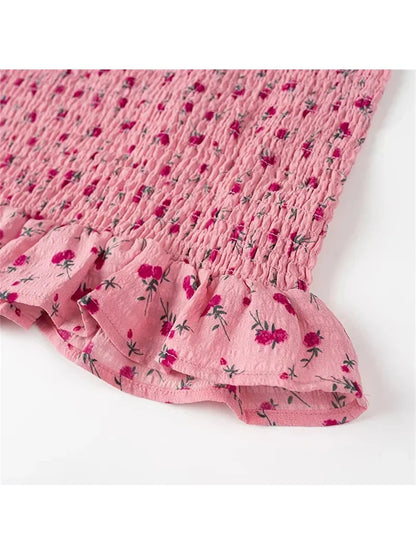 maoxiangshop  -  Girl's Cute Flower Print High Waist Pleated Mini Skirts Women 2024 Summer New Fashion Elastic Short Skirt