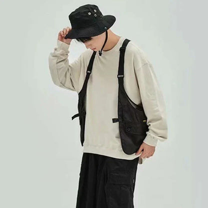 Streetwear Casual Cargo Vest Women Multi Pocket Tooling Vest Bf Hip Hop Y2K Gothic Loose Sleeveless Jacket Basic Tank Top