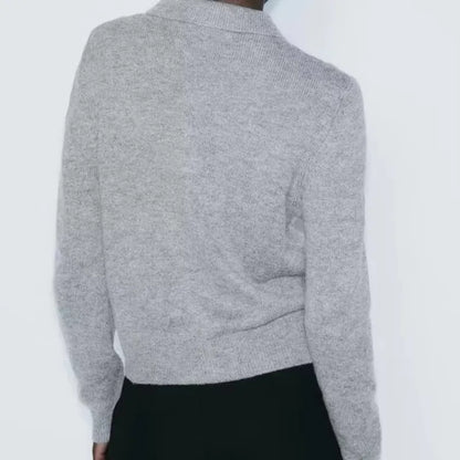 maoxiangshop  -  Fashion Bow Cropped Knitted Cardigan Women Ribbed Coat Long Sleeve Button Short Sweaters Women 2024 Autumn Knitwears Jacket Top