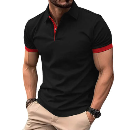 maoxiangshop Summer Men Polo Shirts Men Short Sleeve Shirt Contrast Color Lightweight Streetwear Casual  Lapel Collar Tops