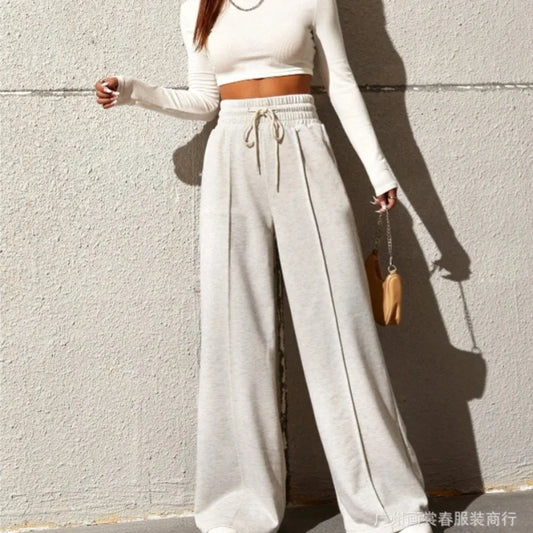 maoxiangshopNew Women's High Waist Sagging Loose Casual Straight Leg Pants Commuting Female Clothing Winter Women Fashion Trousers